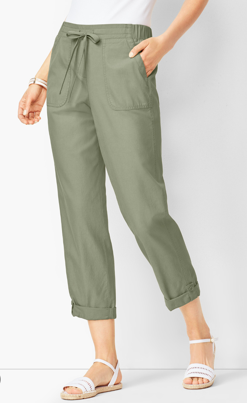 Talbots Pull On Drawstring Cuffed Pants New!